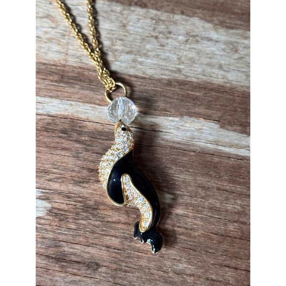 Swarovski Gold-Tone Pendant Necklace With Crystal & Rhinestone Accents Black & G - Picture 1 of 5